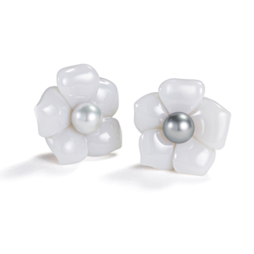 Belperron-Jewelry-Fleur-Earclips-White-Chalcedony-South-Sea-and-Tahitian-Pearl