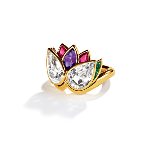 Belperron-Jewelry-Lotus-Ring-White-Topaz-Amethyst-Ruby-Emerald