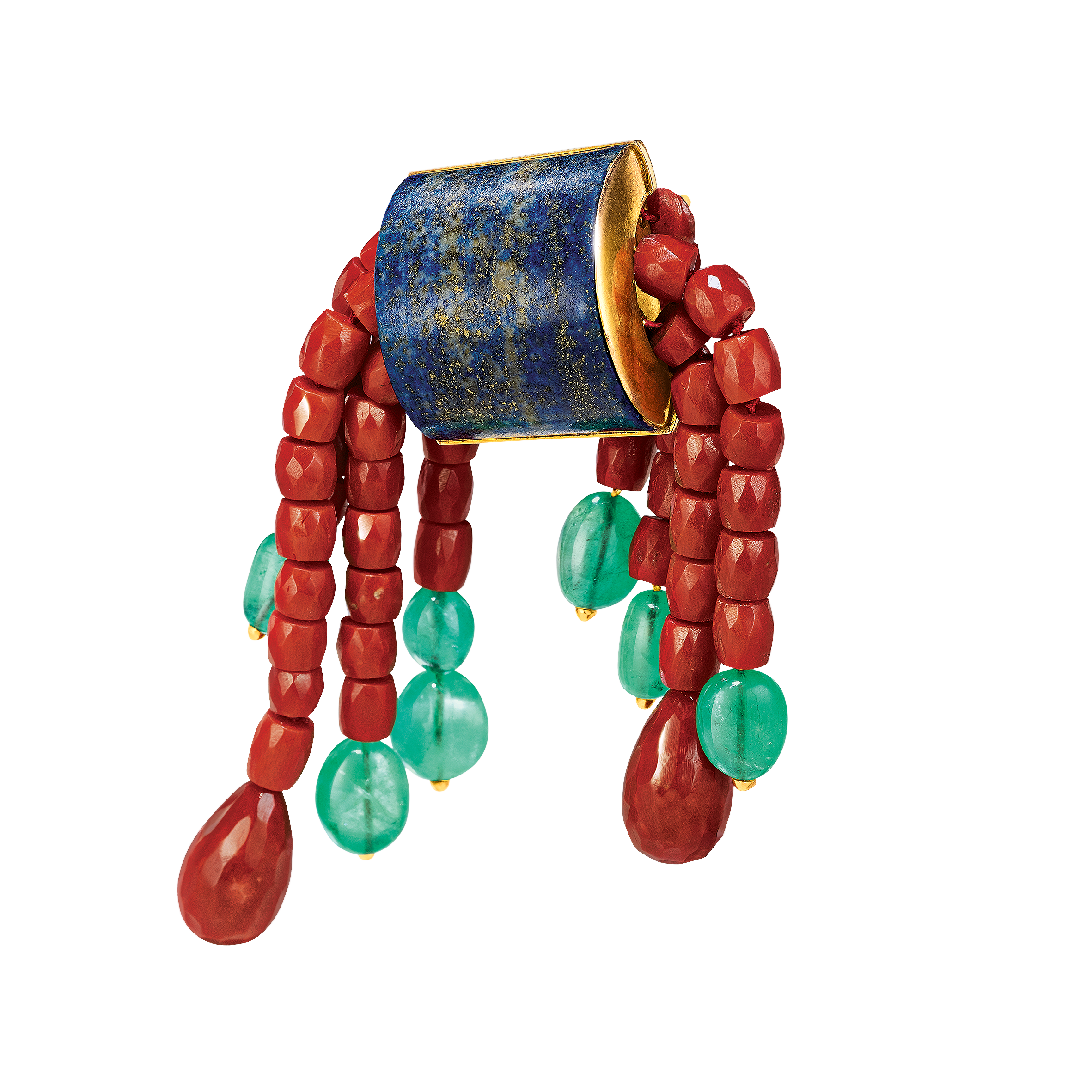 Vintage Tonneau Brooch_Lapis-Coral-Emerald_19